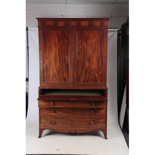 1280 - GILLOWS LANCASTER A FINE GEORGE IV FIGURED MAHOGANY SECRETAIRE PRESS CUPBOARD with cross-grain venee... 