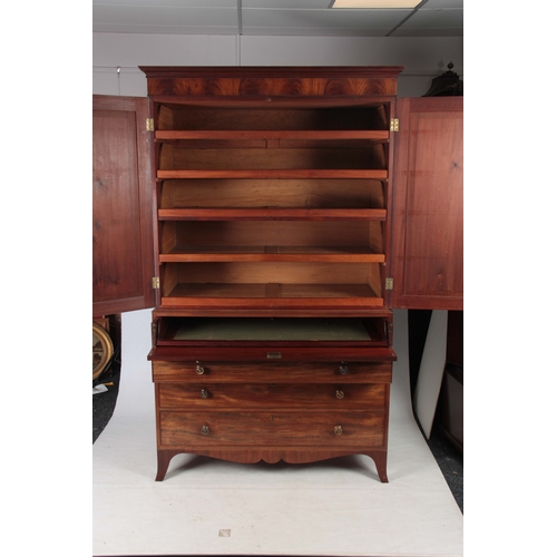 1280 - GILLOWS LANCASTER A FINE GEORGE IV FIGURED MAHOGANY SECRETAIRE PRESS CUPBOARD with cross-grain venee... 