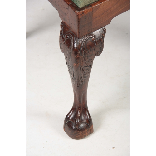 1298 - A GEORGE II MAHOGANY SINGLE SIDE CHAIR with shell carved top rail above a vase-shaped back splat wit... 