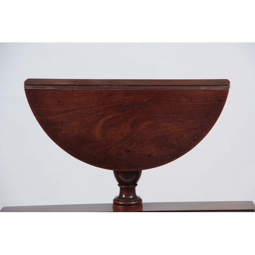 1301 - A GEORGE III MAHOGANY TWO TEIR FOLDING DUMB WAITER IN THE MANER OF GILLOWS having two circular shelv... 