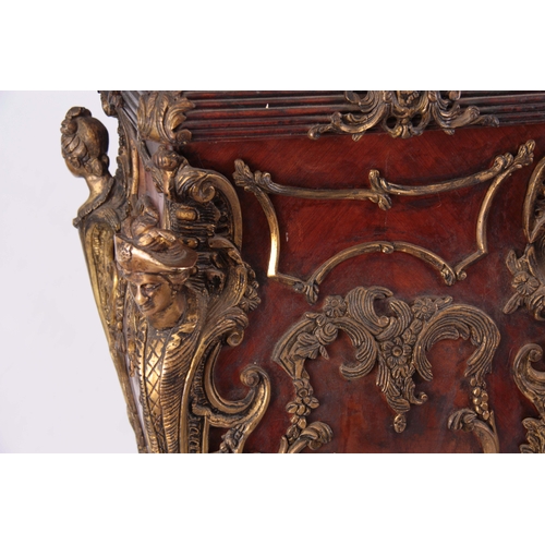 1314 - A PAIR OF 20TH CENTURY LOUIS XV STYLE FRENCH ORMOLU MOUNTED KINGWOOD AND BURR WALNUT PEDESTALS of sq... 