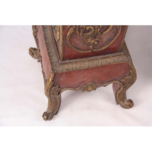 1314 - A PAIR OF 20TH CENTURY LOUIS XV STYLE FRENCH ORMOLU MOUNTED KINGWOOD AND BURR WALNUT PEDESTALS of sq... 