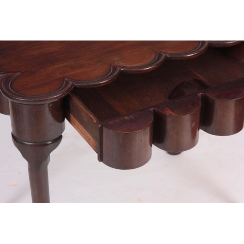 1316 - AN UNUSUAL MID GEORGIAN STYLE COLONIAL 'NEW ENGLAND' TURRET TOP STAINED FRUITWOOD SIDE TABLE, 19TH C... 