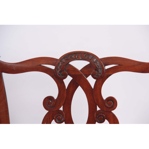 1333 - A FINE PAIR OF MID 18TH CENTURY AND TWO LATER MAHOGANY DINING CHAIRS IN THE MANNER OF THOMAS CHIPPEN... 