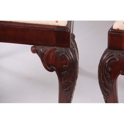 1333 - A FINE PAIR OF MID 18TH CENTURY AND TWO LATER MAHOGANY DINING CHAIRS IN THE MANNER OF THOMAS CHIPPEN... 