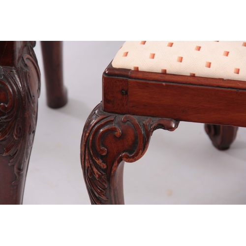 1333 - A FINE PAIR OF MID 18TH CENTURY AND TWO LATER MAHOGANY DINING CHAIRS IN THE MANNER OF THOMAS CHIPPEN... 