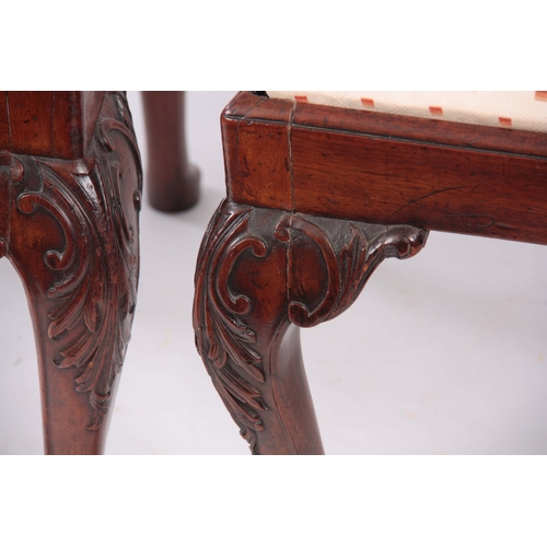 1333 - A FINE PAIR OF MID 18TH CENTURY AND TWO LATER MAHOGANY DINING CHAIRS IN THE MANNER OF THOMAS CHIPPEN... 