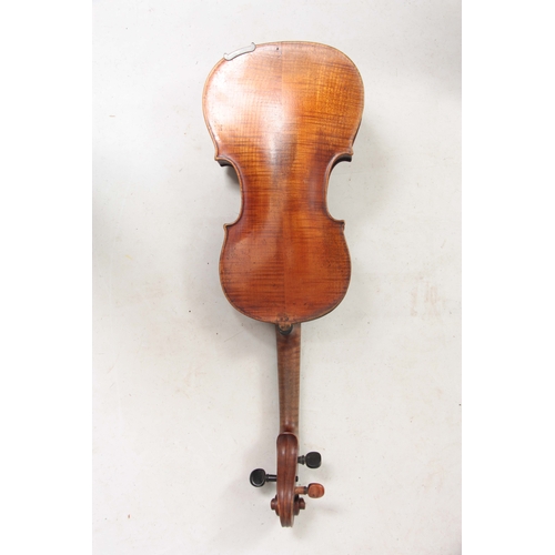 776 - 2 VIOLINS AND 4 VIOLIN BOWS IN A DOUBLE VIOLIN CASE including an Italian violin labelled Antonio Lec... 