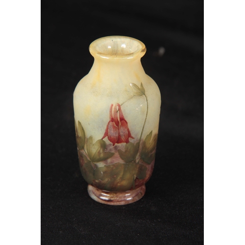 19 - AN EARLY 20TH CENTURY ACID ETCHED  SHOULDERED CAMEO GLASS VASE BY DAUM NANCY decorated with over ena... 