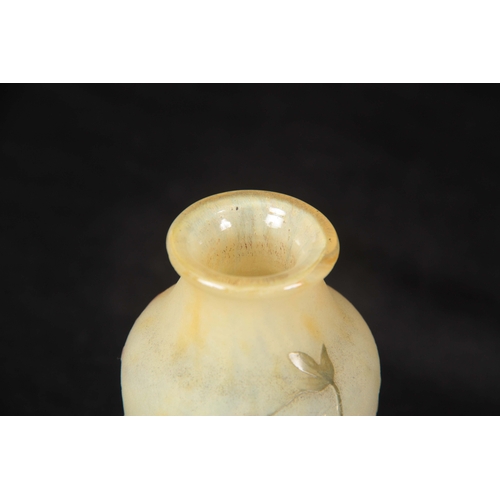 19 - AN EARLY 20TH CENTURY ACID ETCHED  SHOULDERED CAMEO GLASS VASE BY DAUM NANCY decorated with over ena... 