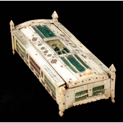 390 - AN EARLY 19TH CENTURY CARVED BONE FRENCH NAPOLEONIC PRISONER OF WAR DOMINO SET IN ORIGINAL BOX decor... 