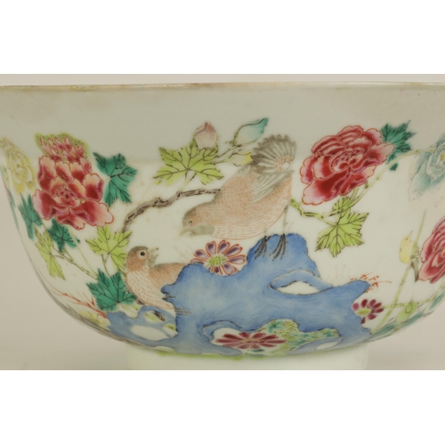 104 - A CHINESE FAMILLE ROSE BOWL BEARING CHIEN LUNG MARK AND POSSIBLY OF THE PERIOD decorated with vibran... 