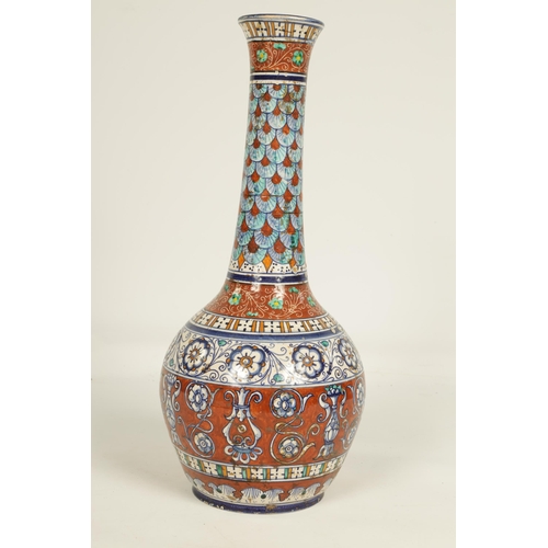 127 - AN 18TH/19TH CENTURY EASTERN/PERSIAN GLAZED POTTERY VASE of ovoid form with long neck decorated vari... 