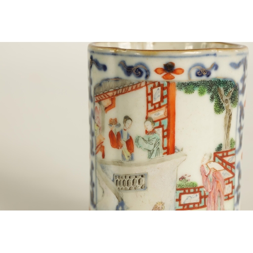 128 - AN EARLY 18TH CENTURY CHINESE PORCELAIN SPILL VASE of shaped form decorated with figures in garden s... 