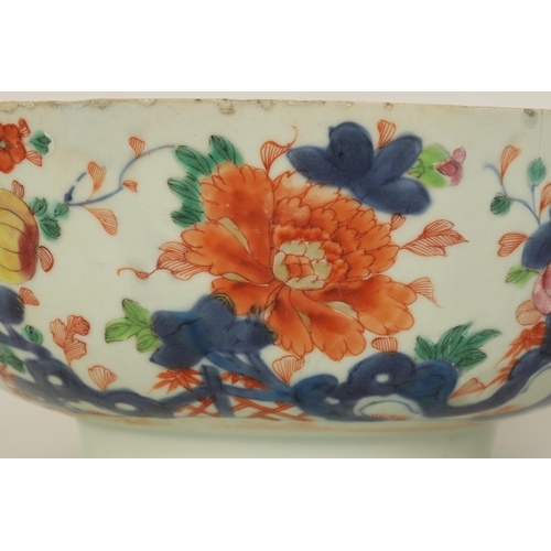 136 - TWO 18TH CENTURY CHINESE FAMILLE ROSE PORCELAIN BOWLS decorated with colourful chrysanthemum and oth... 