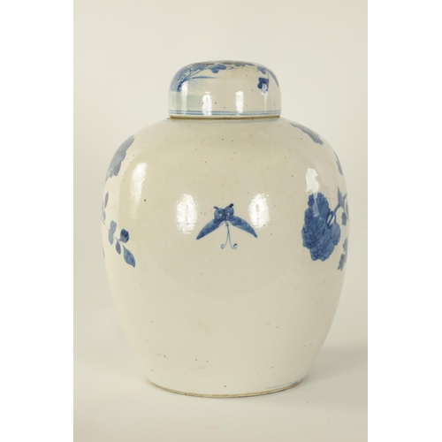 138 - A 19TH CENTURY CHINESE BLUE AND WHITE GINGER JAR AND COVER OF LARGE SIZE of shouldered tapering form... 