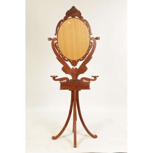 155 - AN EARLY 20TH CENTURY ANGLO INDIAN HARDWOOD AND BONE MARQUETRY INLAID ADJUSTABLE DRESSING MIRROR ON ... 