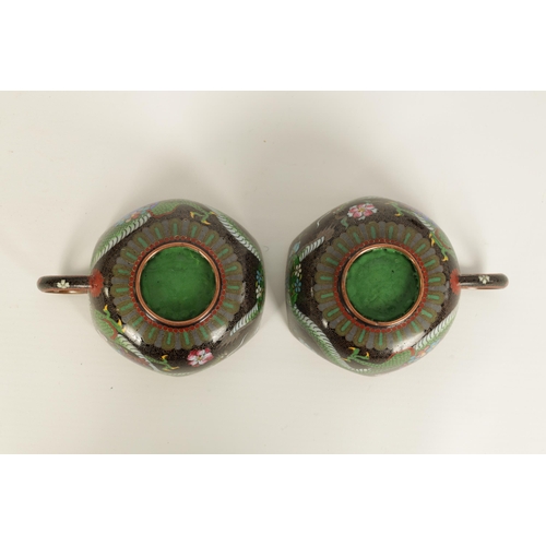 163 - A MEIJI PERIOD JAPANESE CLOISONNE ENAMEL 'TEA FOR TWO' SERVICE WITH RECTANGULAR TRAY finely inlaid a... 