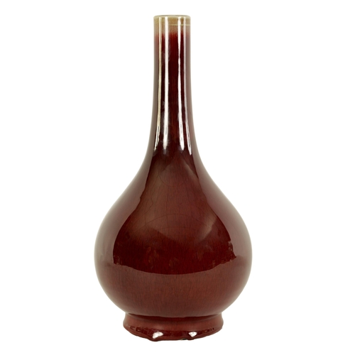 169 - A 19TH CENTURY QING DYNASTY SANG DE BOEUF BOTTLE NECK VASE of large size (37cm high)