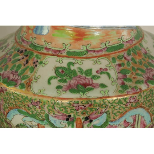 195 - A LARGE PAIR OF 19TH CENTURY CANTONESE VASES of slightly flared shouldered form decorated in the tra... 