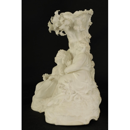 20 - A 19TH CENTURY COPELAND & GARRETT PARIANWARE FIGURE GROUP finely modelled as a young couple resting ... 