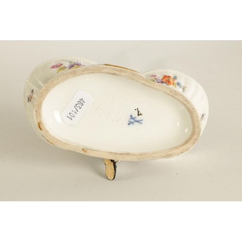 31 - A LATE 19TH CENTURY MEISSEN FIGURAL DOUBLE-SIDED SALT the well modelled and colourfully dressed seat... 