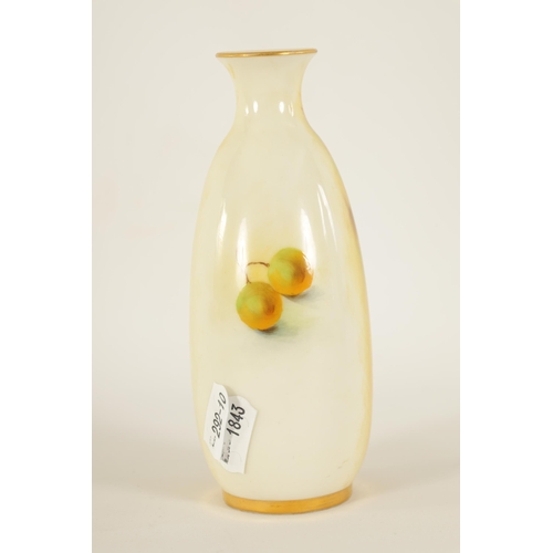 38 - A ROYAL WORCESTER CABINET VASE SIGNED A. SHUCK Circa 1938 painted with ripe fruits (14cm high)