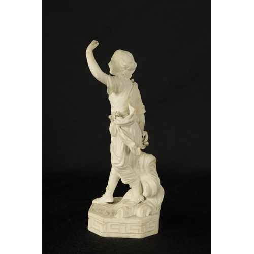 41 - AN 18TH CENTURY DERBY BISQUE PORCELAIN FIGURE OF A CLASSICAL MAIDEN AND ANOTHER SIMILAR the first wi... 