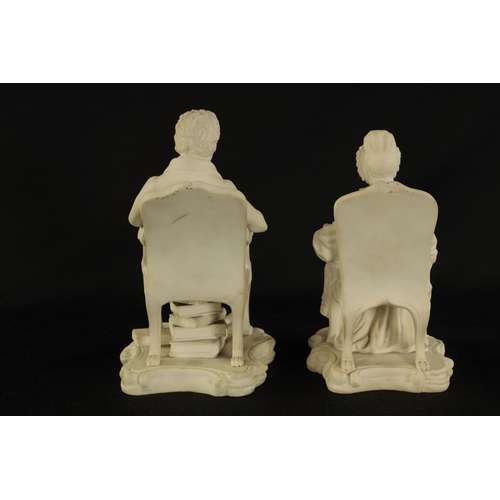 47 - A PAIR OF EARLY 19TH CENTURY MINTON TYPE BISQUE PORCELAIN FIGURES OF WILLIAM WILBERFORCE AND HANNAH ... 