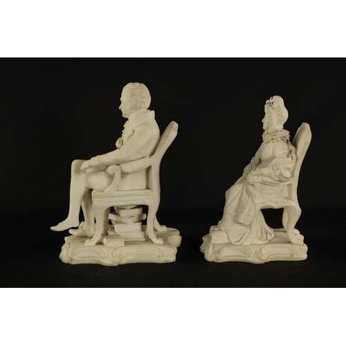 47 - A PAIR OF EARLY 19TH CENTURY MINTON TYPE BISQUE PORCELAIN FIGURES OF WILLIAM WILBERFORCE AND HANNAH ... 