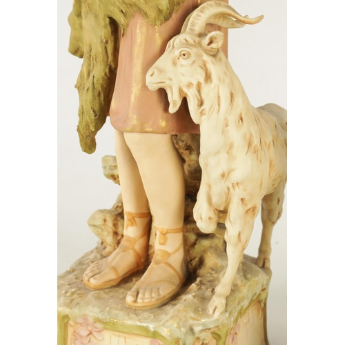 48 - A PAIR OF LATE 19TH CENTURY ROYAL DUX FIGURES well modelled as a shepherd and shepherdess decorated ... 