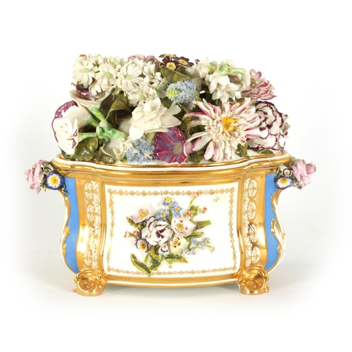 55 - AN IMPOSING BLOOR DERBY BOMBE’- SHAPED BOUGH POT AND COVER CIRCA 1835 th fine florally-encrusted dom... 