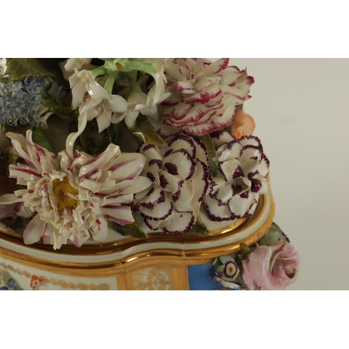 55 - AN IMPOSING BLOOR DERBY BOMBE’- SHAPED BOUGH POT AND COVER CIRCA 1835 th fine florally-encrusted dom... 