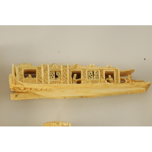 75 - A COLLECTION OF 19TH CENTURY CARVED CANTONESE IVORY ITEMS including two needle cases, seven parasol ... 