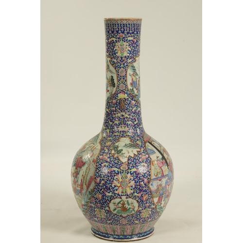 222 - A GOOD LATE 18TH/EARLY 19TH CENTURY CHINESE FAMILLE ROSE PORCELAIN FLOOR STANDING BOTTLE SHAPED VASE... 