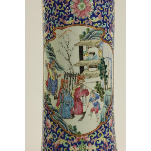 222 - A GOOD LATE 18TH/EARLY 19TH CENTURY CHINESE FAMILLE ROSE PORCELAIN FLOOR STANDING BOTTLE SHAPED VASE... 