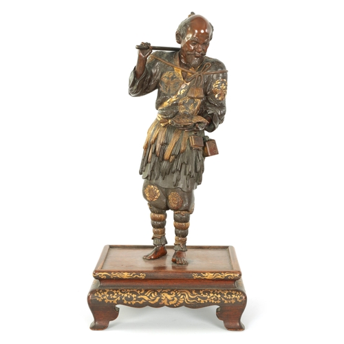 225 - A FINE JAPANESE MEIJI PERIOD BRONZE AND GILT DECORATED FIGURE BY MIYAO OF LARGE SIZE depiciting a Fi... 