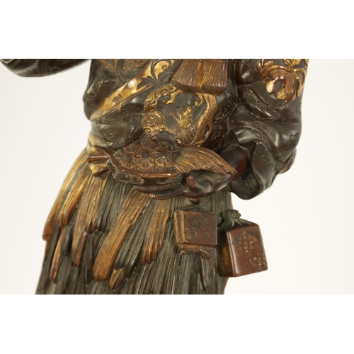 225 - A FINE JAPANESE MEIJI PERIOD BRONZE AND GILT DECORATED FIGURE BY MIYAO OF LARGE SIZE depiciting a Fi... 