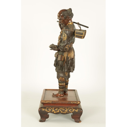 225 - A FINE JAPANESE MEIJI PERIOD BRONZE AND GILT DECORATED FIGURE BY MIYAO OF LARGE SIZE depiciting a Fi... 