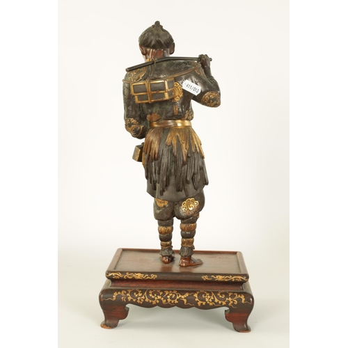 225 - A FINE JAPANESE MEIJI PERIOD BRONZE AND GILT DECORATED FIGURE BY MIYAO OF LARGE SIZE depiciting a Fi... 