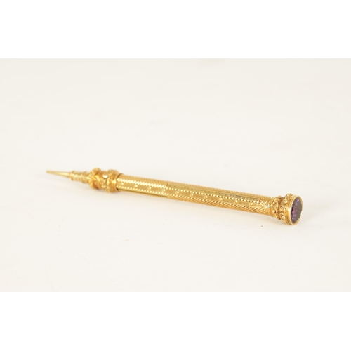 231 - A 9CT GOLD SAMPSON MORDAN & CO. PROPELLING PENCIL the signed shaft with engine-turned decoration, re... 