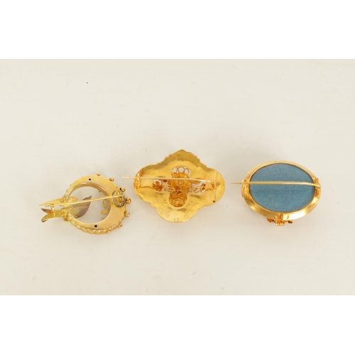 235 - A COLLECTION OF THREE GOLD BROOCHES comprising two Victorian 14ct gold examples together with a 9ct ... 