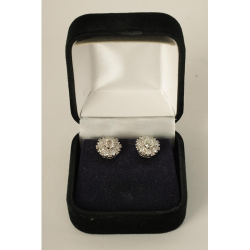 248 - A PAIR OF 18CT WHITE GOLD DIAMOND STUD EARRINGS each with a 4.7mm Victorian cut diamond centre surro... 