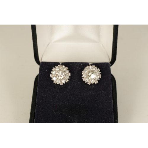 248 - A PAIR OF 18CT WHITE GOLD DIAMOND STUD EARRINGS each with a 4.7mm Victorian cut diamond centre surro... 