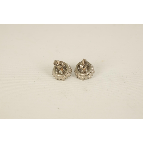 248 - A PAIR OF 18CT WHITE GOLD DIAMOND STUD EARRINGS each with a 4.7mm Victorian cut diamond centre surro... 