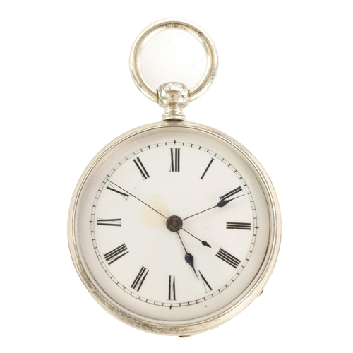 258 - A LATE 19TH CENTURY SILVER OPEN FACE POCKET WATCH WITH DUPLEX ESCAPEMENT the engraved engine-turned ... 