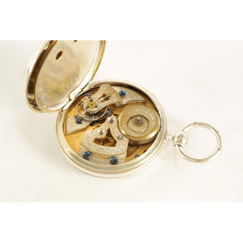 258 - A LATE 19TH CENTURY SILVER OPEN FACE POCKET WATCH WITH DUPLEX ESCAPEMENT the engraved engine-turned ... 