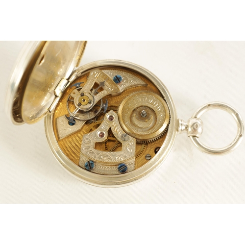 258 - A LATE 19TH CENTURY SILVER OPEN FACE POCKET WATCH WITH DUPLEX ESCAPEMENT the engraved engine-turned ... 