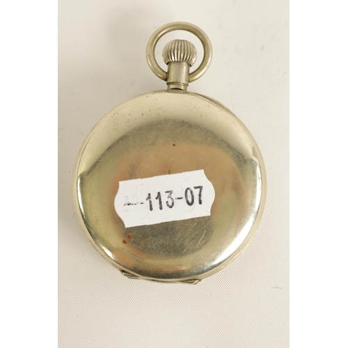 259 - A LATE 19TH CENTURY TRIPLE CALENDAR MOONPHASE OPEN FACE POCKET WATCH the nickel case enclosing a sil... 