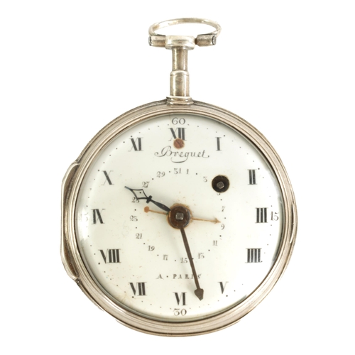 260 - BREGUET, A PARIS. AN EARLY 19TH CENTURY FRENCH SILVER CASED POCKET WATCH the enamel dial with Roman ... 